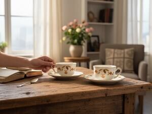 Halls Autumn Harvest Vintage Pair of Cups & Saucers Excellent Condition USA